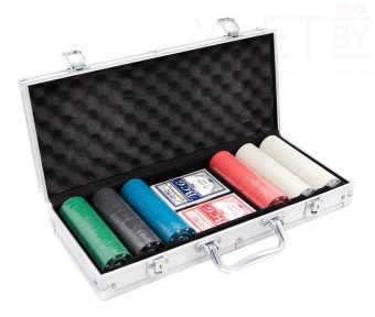 Набор для покера 300 фишек в кейсе с номиналом