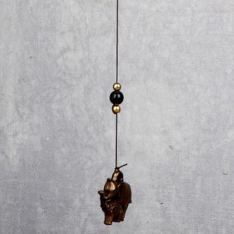 Музыка ветра металл "Семейство слонов" 3 колокольчика 1 фигурка 38 см