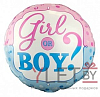 Шар (18''/46 см) Круг, Гендер Пати, Голубой/Розовый