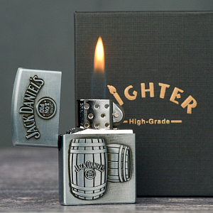 Зажигалка газовая Lighter Jack Daniels бочка Серебро