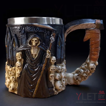 Кружка металлическая Черепа с косой, 400 мл