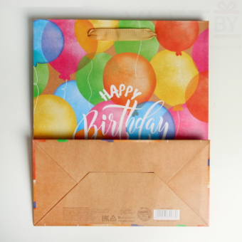 Пакет крафтовый вертикальный Happy birthday, ML 27 х 23 х 11.5 см
