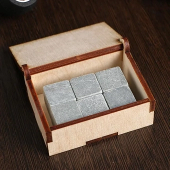 Камни для виски Ты мой герой, в шкатулке, натуральный стеатит, 6 шт.