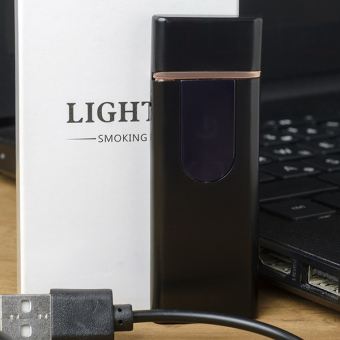 USB Зажигалка Lighter сенсорная полуокруглый экран Черная
