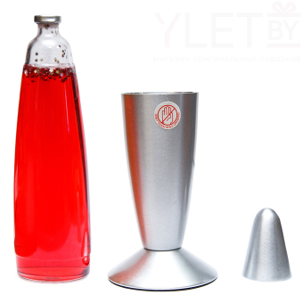 Лава лампа с блёстками в сером корпусе 35 см Красная