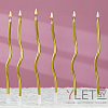 Свечи для торта Серпантин золотые, 6 шт