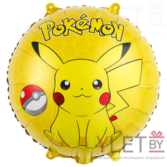 Шар (18''/46 см) Круг, Персонаж Аниме желтый. Пикачу