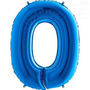 Шар (40''/102 см) Цифра, 0, Синий