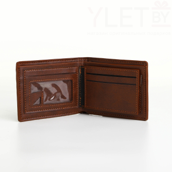 Портмоне мужское "Элит" без застёжки, отдел для карт, монет, цвет коричневый