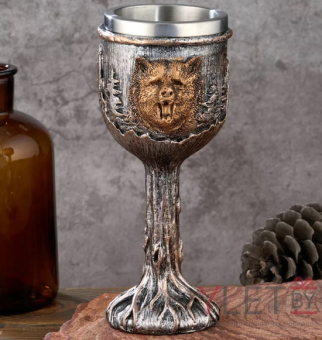 Бокал на ножке металлический Медведь, 200 мл