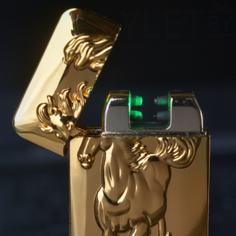 Импульсная зажигалка двойная Lighter со световым датчиком Лошадь