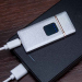 USB Зажигалка сенсорная тонкая Серебро фактурная