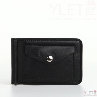 Зажим для купюр "Прайм", отдел для карт, монет, цвет чёрный