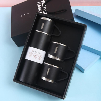 Набор Термос 500 мл и 3 чашки Черный