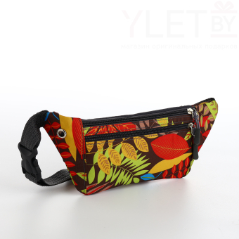 Сумка поясная "Colour" на молнии, 30*1,5*10 см, 2 наружных кармана, цвет разноцветный