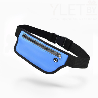 Сумка поясная "Ультра" на молнии, 24*0,3*10 см, светоотражающие элементы, синий