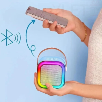 Портативная колонка караоке К12 квадратная Розовая