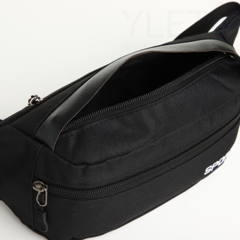 Сумка поясная "Прайм" на молнии,  36*10*14 см, 2 наружных кармана, чёрный