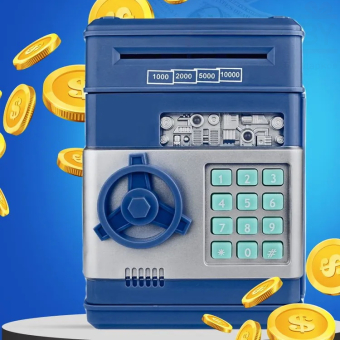 Копилка сейф темная синяя большая