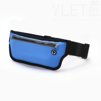 Сумка поясная "Ультра" на молнии, 24*0,3*10 см, светоотражающие элементы, синий
