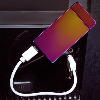 Импульсная зажигалка двойная дисплей сбоку Хамелеон глянцевая