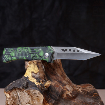 Нож складной зеленый Черепа