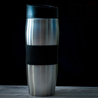 Термокружка с кнопкой 400ml (черная)