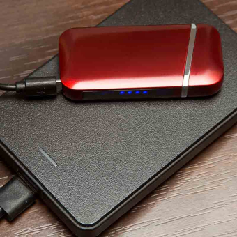 Импульсная зажигалка Lighter двойная индикатор сбоку Красная