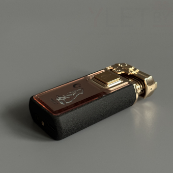 Зажигалка турбо газовая+обычное пламя Пистолет, бронза и черный матовый, эмблема волка