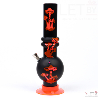 Бонг курительный, большой, h=32 см, «Грибы», акриловый, оранжевый