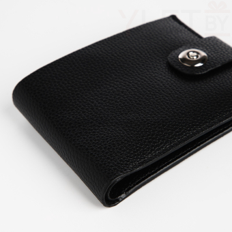 Портмоне мужское "Орион" на магните, отдел для купюр, карт, монет, цвет чёрный