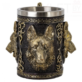 Кружка "Волк" (металл внутри), черная