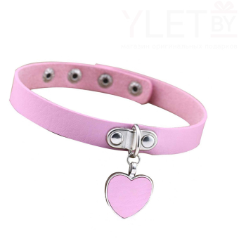 Чокер с подвеской "Сердце" розовый