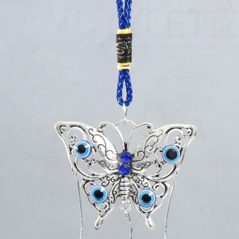 Музыка ветра металл "Ажурная бабочка" от сглаза 2 колокольчика 20 см