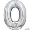 Шар (34''/86 см) Цифра, 0, Серебро