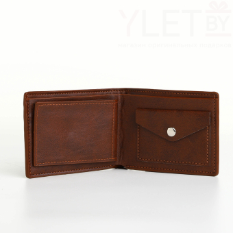 Портмоне мужское "Элит" без застёжки, отдел для карт, монет, цвет коричневый