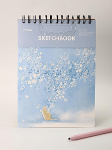 Скетчбук (B5) "Dreamy cat", blue (18*25) 30 л. 130 г/м