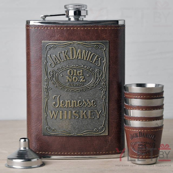 Набор фляжка и стопки Jack Daniels с табличкой