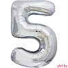 Шар (34''/86 см) Цифра, 5, Серебро