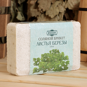 Соляной брикет для бани, парилки "Листья берёзы", 1,35 кг