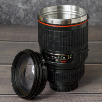 Термокружка объектив c линзой Lens Cup Черная 300 мл