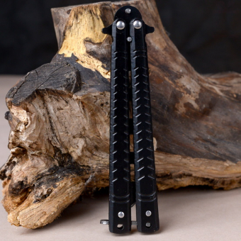 Складной нож бабочка черный Засечки