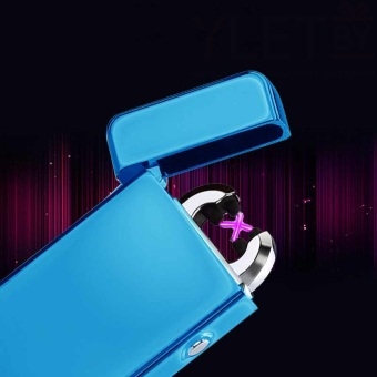 Импульсная зажигалка двойная  Lighter синяя