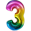 Шар (34''/86 см) Цифра, 3, Радужный, Градиент