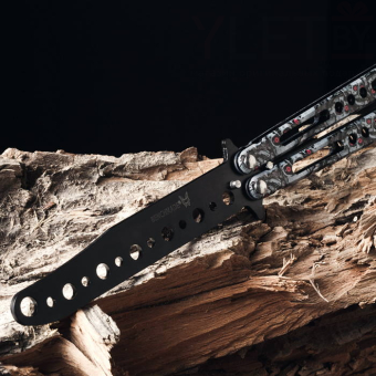 Тренировочный нож бабочка Серые черепа