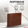 Портмоне мужское "Элит" без застёжки, отдел для карт, монет, цвет коричневый