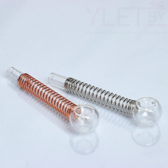 Девайс курительный стеклянный 13 см, золотая спираль