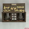 Набор для виски Premium “  keep calm drink whiskey ” (2 стакана + 6 камней + 2 подставки )