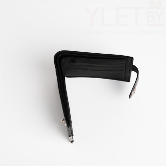 Портмоне мужское "Шарм" на магните, отдел для купюр, для карт, для монет, цвет чёрный