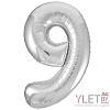 Шар (34''/86 см) Цифра, 9, Серебро